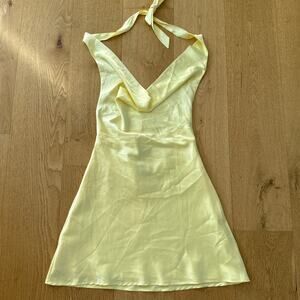 White Fox Mini Dress Halter Neck Truth Be Told Size M Lemon